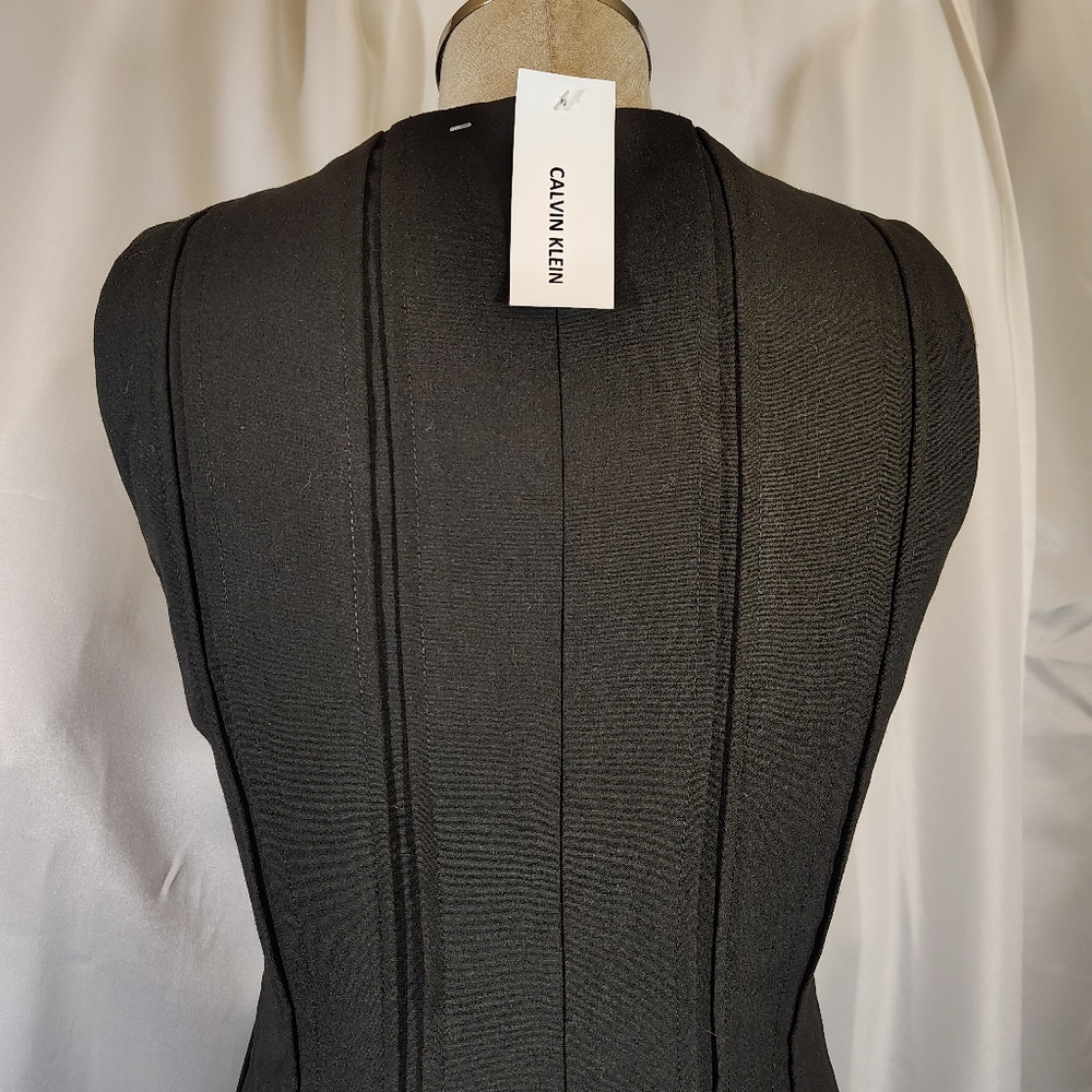 Calvin Klein TAG Shift Dress, Black, knee Lngth,  Sleeveless, Pleats, ZipUp, 2 - Picture 8 of 16